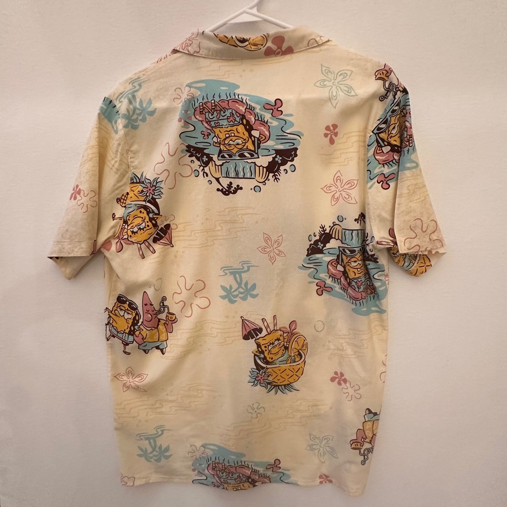 SpongeBob SquarePants Patrick Tropical Beach Hawaiian Button Down Shirt Mens L - Picture 4 of 4